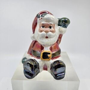 Majolica Santa Claus Figure Porcelain Christmas Home Decor